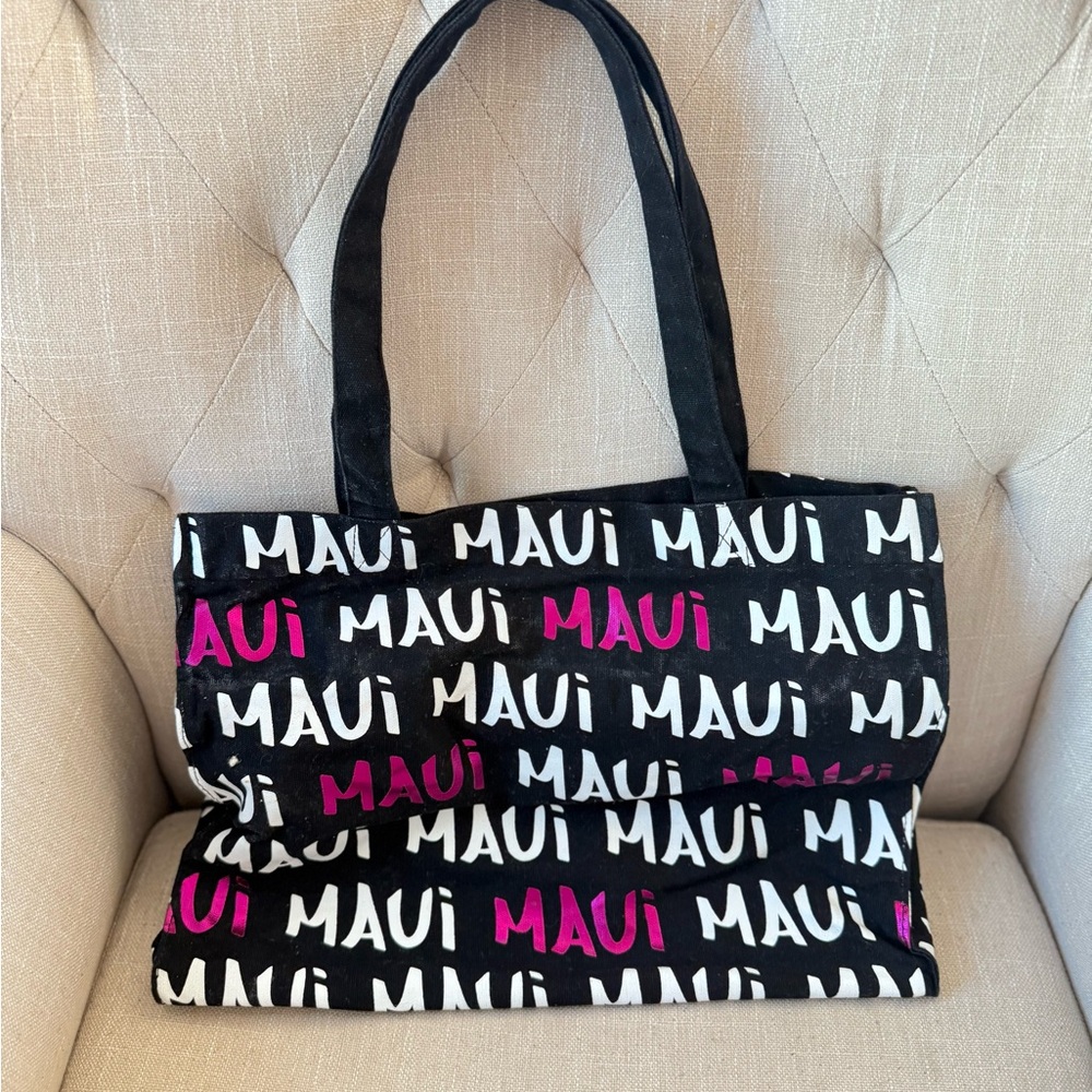 Black and Pink Maui Tote Bag